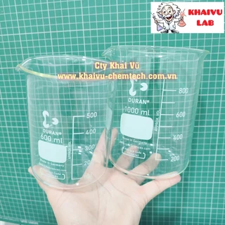 [Hãng Duran- Đức] Cốc thủy tinh có mỏ chịu nhiệt chịu lực 600ml 1000ml