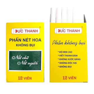 Hộp 12 viên phấn trắng Nét hoa - phấn Đức Thanh không bụi, viết mịn, không độc hại