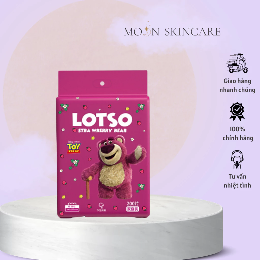 Khăn Lau Mặt Gấu Hồng Lotso Dùng 1 Lần - Gói 200 Khăn