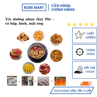 Set 30 gói trà dưỡng nhan quý phi robimart - tặng kèm hộp, bình nhựa 1000ml, túi vải, mật ong, 3 gói đường