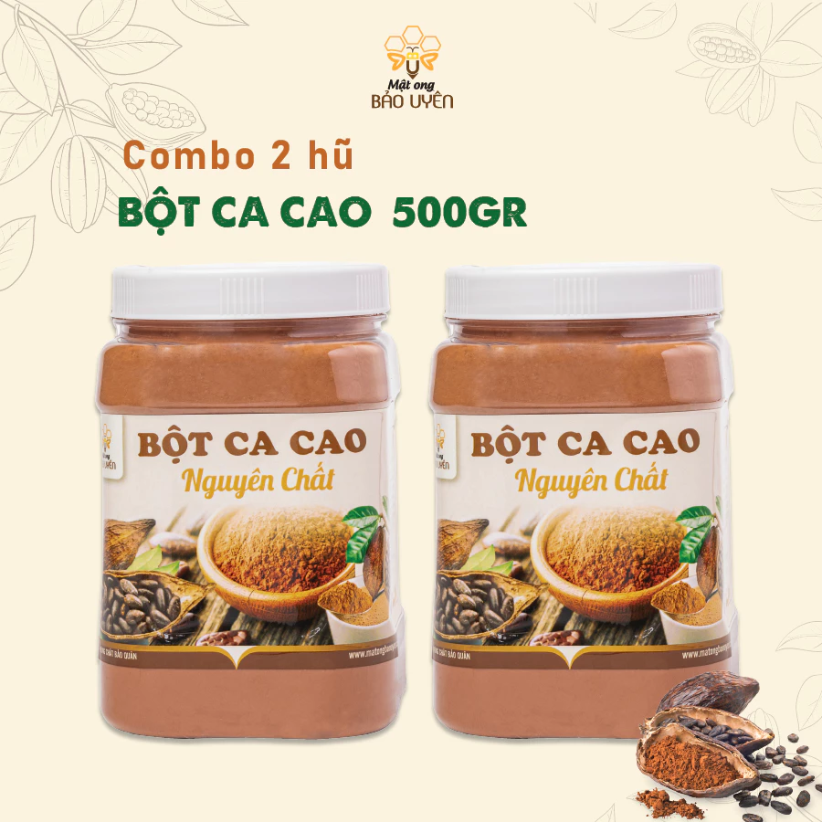 COMBO 2 Bột Ca Cao Nguyên Chất Đắk Lắk 100% Từ Ca Cao Giàu Chất Dinh Dưỡng Tốt Cho Sức Khỏe Trọng Lượng 500g