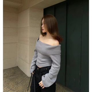 Áo len trễ vai BABY GREY SWEATER