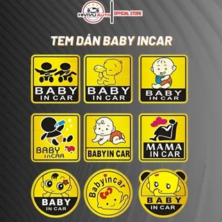 Tem dán phản quang xe ô tô Baby In Car tiện ích dạng dạng hoạt hình 3D chống thấm nước - Hivivu Auto