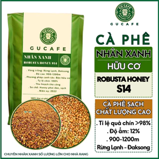 Cà Phê Nhân Xanh Robusta Honey Hữu Cơ S14, Cafe Sạch Chất Lượng Cao, Phơi Dàn, Green Beans Coffee - GUCAFE