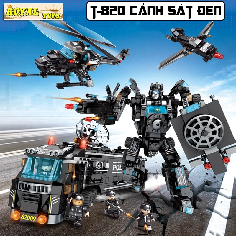 Đồ Chơi Lắp Ráp Lego Mô Hình Cảnh Sát SWAT ROBOT, Máy Bay Trực Thăng, Xe Chỉ Huy, Cảnh Sát Đặc Nhiệm Với 820+ Chi Tiết