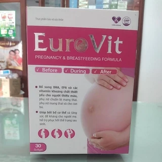 Euro Vit Eurovit viên uống bổ bầu chứa DHA EPA và vitamin thiết yếu cho mẹ bầu và sau sinh hộp 30 viên