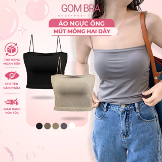 Áo bra 2 dây mảnh có đệm mềm mỏng Gom Bra, kiểu dáng croptop trơn màu, chất kiệu cotton mềm mại - SA-9998