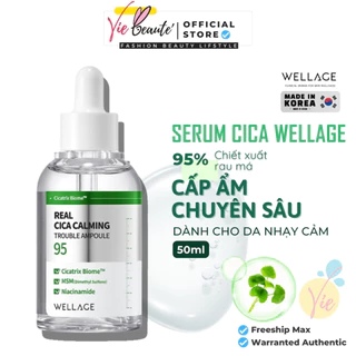 Serum Wellage Dưỡng ẩm & Dịu Da Mụn Wellage Real CICA CALMING 95 Trouble Ampoule 50ml