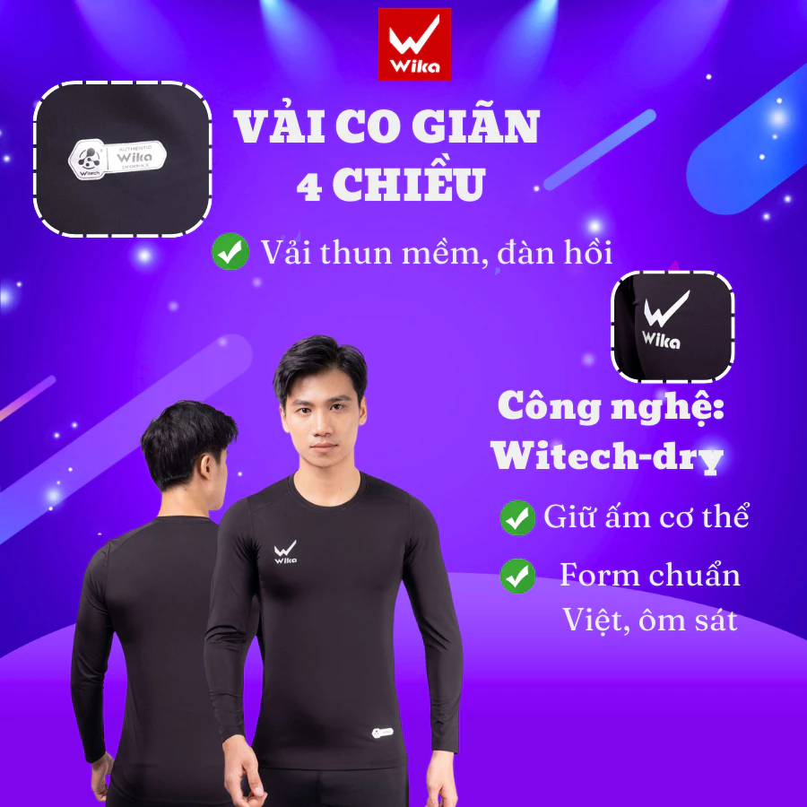 Áo Thể Thao Giữ Nhiệt Wika Ôm Body, Co Giãn Thoải Mái Khi Vận Động