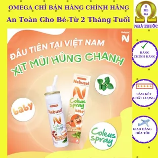 Xịt mũi NEBUSAL Coleus Húng Chanh [Chai 50ml, Date 2026] Giảm Nghẹt Mũi, Sổ Mũi Dùng An Toàn Cho Trẻ Em và Người Lớn