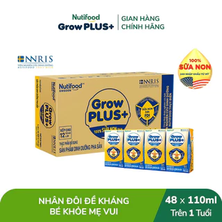 Thùng sữa bột pha sẵn nước Nutifood Grow Plus vàng, Growplus đỏ, Growplus xanh cho trẻ suy dinh dưỡng 110ml x 48 hộp