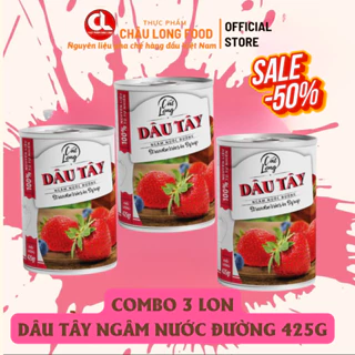 (HOT sale Combo 3 lon)Dâu tây ngâm nước đường Cát Long 425gr