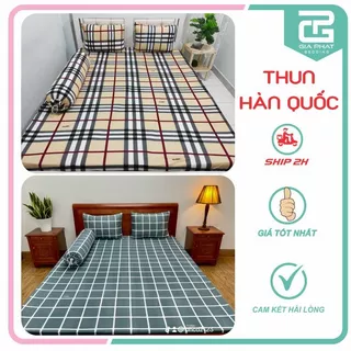 Bộ ga gối Thun Lạnh Hàn Quốc { 4 Món } họa tiết kẻ sọc  BBR ( 1 ga bọc + 2 vỏ gối nằm + 1 vỏ gối ôm )