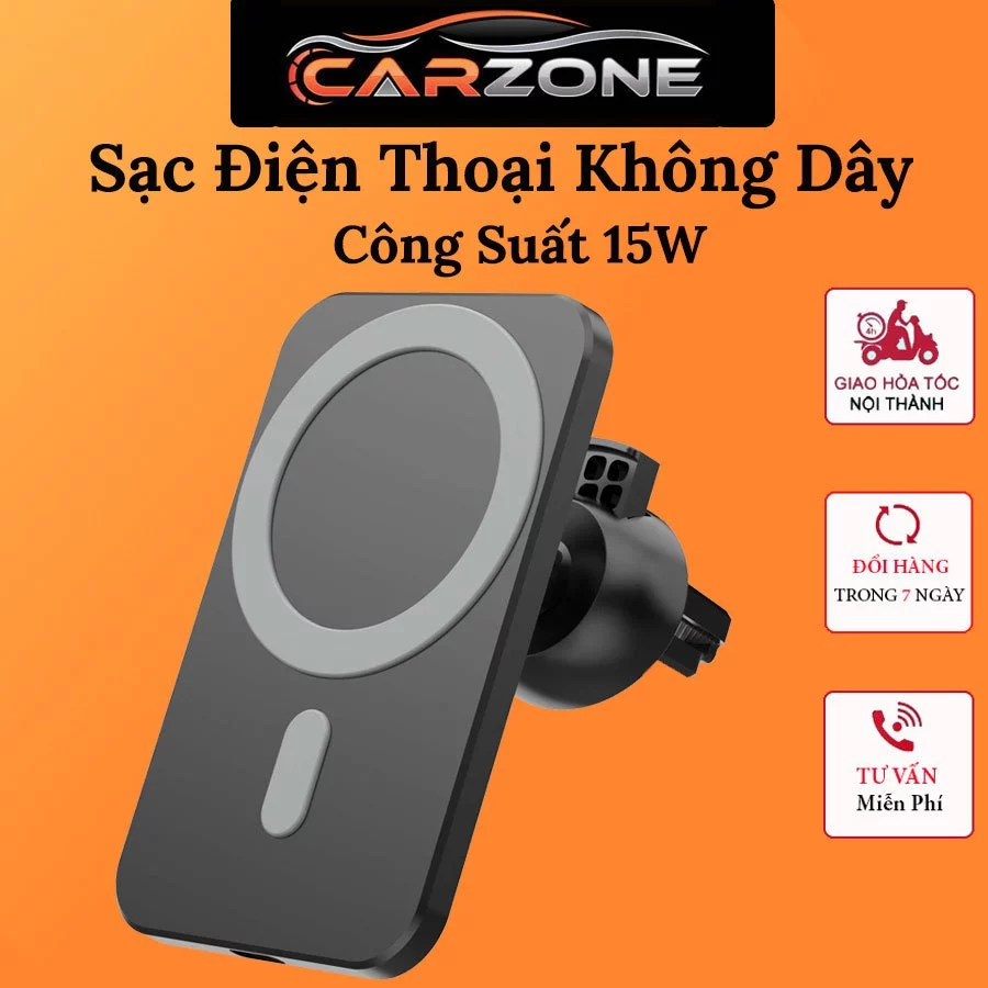 Giá Đỡ Điện Thoại Trên Ô Tô Kiêm Sạc Magsafe Không Dây Hít Nam Châm 15W Gắn Lỗ Thông Gió Xe Hơi Cho iPhone 12 13 14 15
