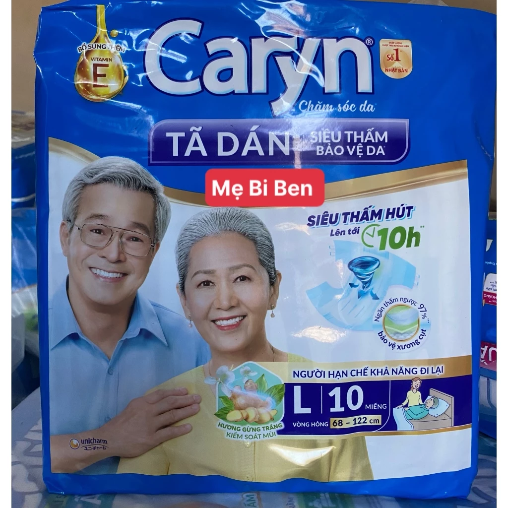 [Chính Hãng] Tã Bỉm Dán Caryn người lớn/Bỉm người già Size L10 miếng Dành Cho Người Già Hạn Chế Khả Năng Đi Lại