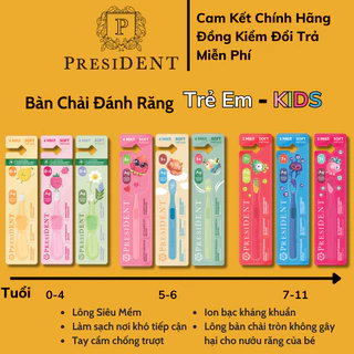 Bàn chải đánh răng Trẻ em PresiDENT - Phù hợp tất cả đổ tuổi với lông siêu mềm hổ trợ chăm sóc nướu răng mỏng manh