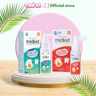 Xịt chống sâu răng Midkid cho bé từ 1 tuổi giúp làm sạch mảng bám ố vàng, bảo vệ men răng, vị nho ngọt 30ml nuốt an toàn