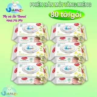 [Mẫu Mới 80 tờ] Huggies - 6 Gói Khăn Ướt Huggies Không mùi 80 tờ