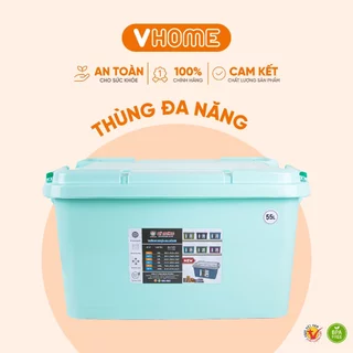 Thùng Nhựa Đựng Đồ 55L Có Bánh Xe Nhựa VĨ HƯNG - 6816