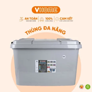 Thùng Nhựa Đựng Đồ Có Bánh Xe 120L Nhựa VĨ HƯNG - 6818