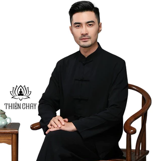 Trang phục thiền nam Thiền Chay, pháp phục lễ chùa bộ nam An Khang (Đen)