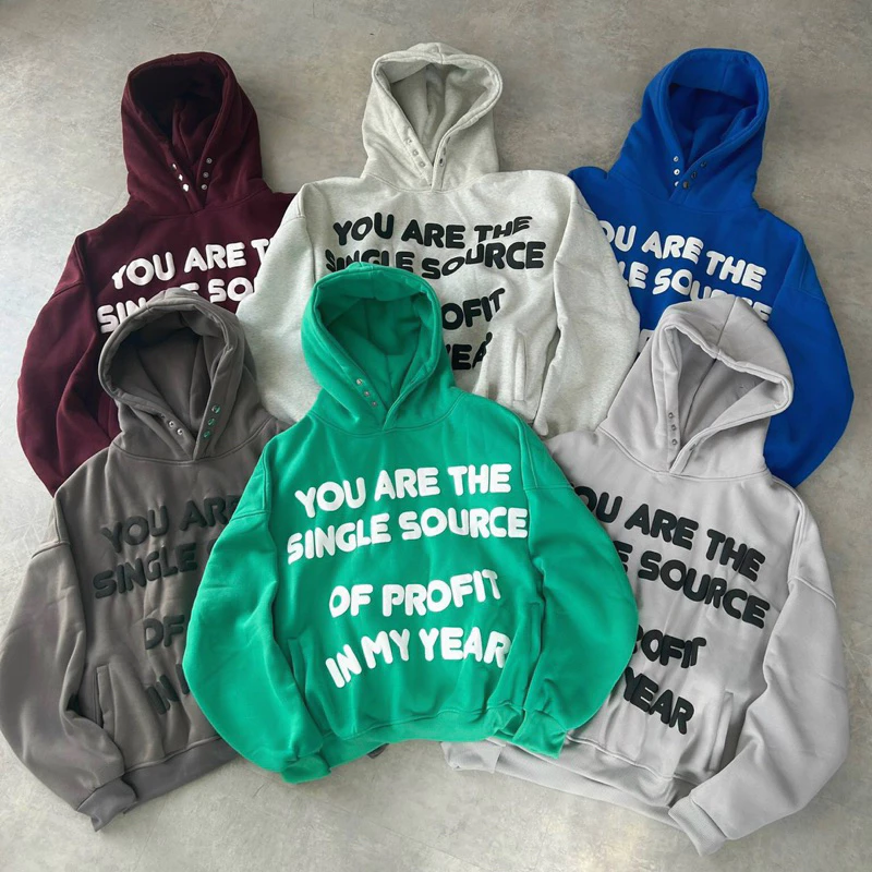 Áo Khoác Hoodie Chữ Phồng Nổi Dây Túi Ngược Mũ Rộng Nhiều Màu Form Nam Nữ Unisex