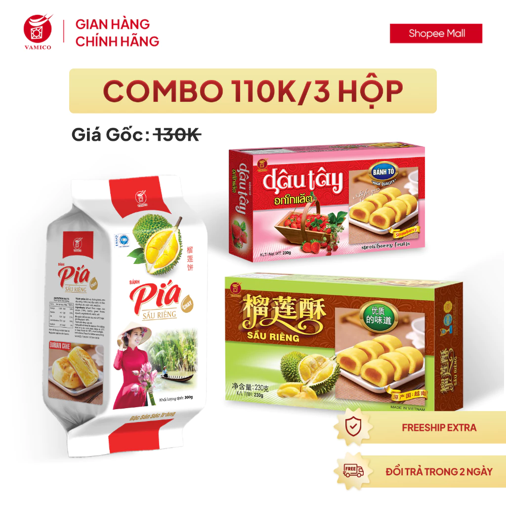 Combo 1 Bánh Pía Sầu Riêng và 2 Bánh Tô Đa Vị