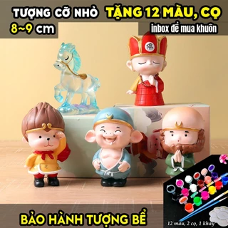 Tượng tô màu, SET 4 THẦY TRÒ TÂY DU KÈM 12 MÀU, 2 CỌ, 1 KHAY, size M, tượng thạch cao, tô tượng