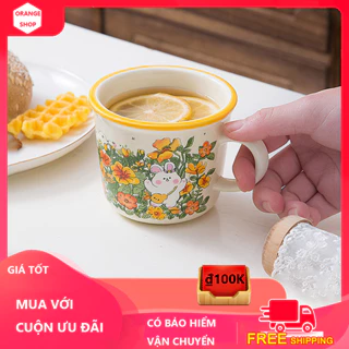 ORANGE Cốc sứ 350ML,Cốc sứ tráng men thỏ Fufu cam quà tặng sinh nhật cực dễ thương mới năm 2024,quà tặng sinh nhật