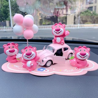 Gấu Lotso trang trí ô tô, Set Gấu hồng trang trí taplo xe hơi,Gấu dâu Lotso để taplo ô tô, Phụ kiện ô tô, trang trí ô tô