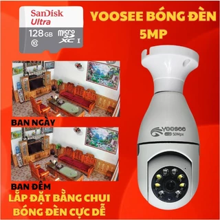 Camera bóng đèn Yoosee 8L-5.0MP, xoay 360 độ, giám sát toàn cảnh, đàm thoại 2 chiều, bảo hành 12 tháng