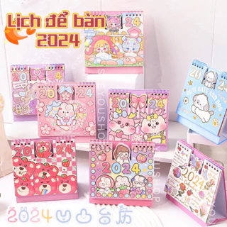 Lịch Để Bàn 2024 Kích Thước 20,5×16cm Siêu Cute Có Phần Giấy Note Ghi Chú