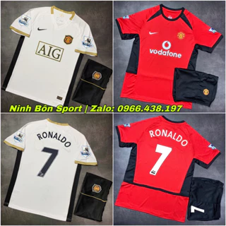 Áo Bóng Đá CLB Manchester United Retro , Áo Đá Banh Mu Sân Khách 2007 - Chuẩn Mẫu Thi Đấu - Vải Polyester Gai Thái