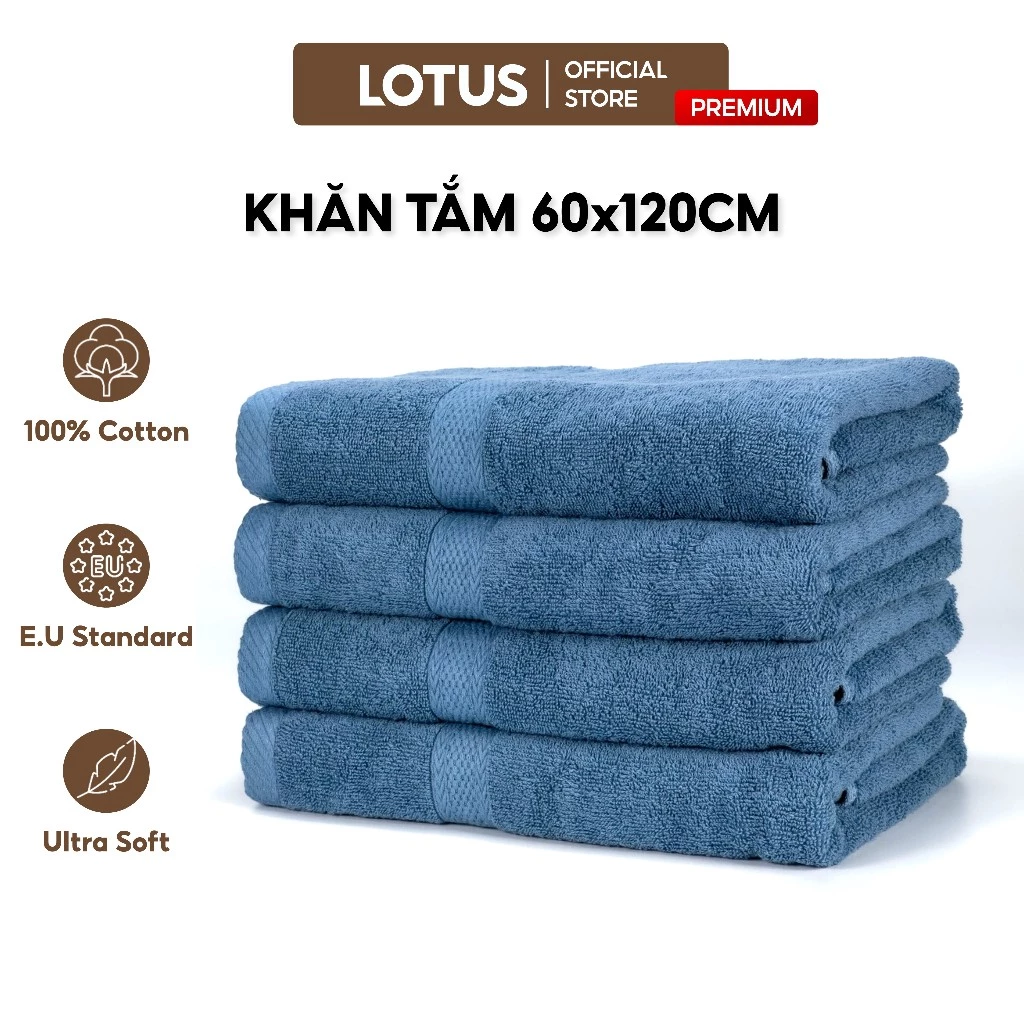 Khăn Tắm Cỡ 60x120cm Lotus, 100% COTTON, Siêu Mềm Mịn, Thấm Hút, Dày Dặn, Không Phai Màu