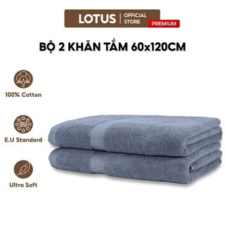 Bộ 2 Khăn Tắm Size 60x120cm Louts, 100% Cotton Mềm Mịn Thấm Hút Không Ra Màu