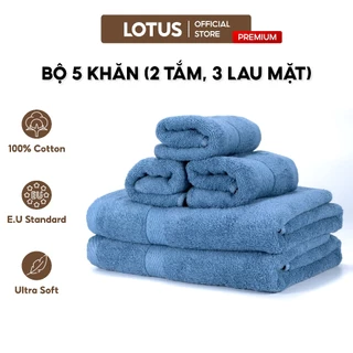 Bộ 5 khăn ( 3 Khăn Mặt, 2 Khăn Tắm ) 100% COTTON, siêu mềm mịn, thấm hút, dày dặn