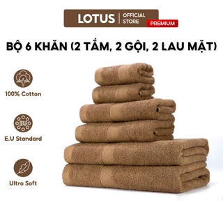 Bộ 6 khăn ( 2 Khăn Tắm, 2 Khăn Gội, 2 Khăn Mặt) , 100% COTTON, siêu mềm mịn, thấm hút, dày dặn