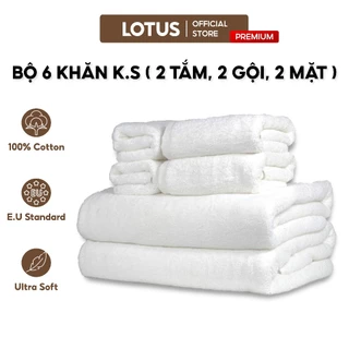 Combo 6 khăn Khách sạn, 100% COTTON, siêu mềm mịn, thấm hút, dày dặn - LOTUS PREMIUM