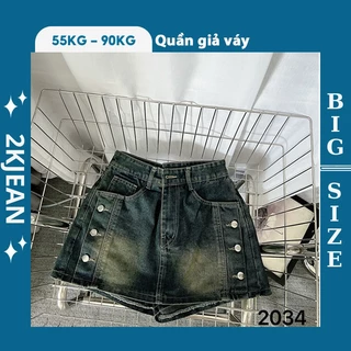 Quần váy Jean nữ bigsize từ 55-85kg, quần đùi giả váy kiểu nút 2 bên dáng chữ a cạp cao đi chơi đi biển 2KJean MS2034