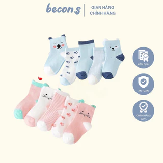 Set 5 đôi tất vớ cổ cao cho bé becon.s