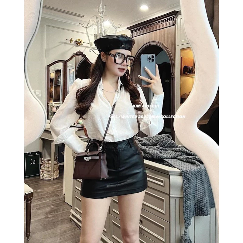 Chân Váy Da Sexy Có lót trong LAYLASHOP_Shop hoả tốc