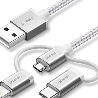 Cáp Sạc Đa Năng 3 Trong 1 USB Type-C / Micro USB Dài 1,5M Ugreen 50203 US186