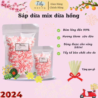 Sáp Wax Lông Sữa Dừa Mix  Dừa Hồng Siêu Bám Lông Cao Cấp,Chuyên Wax Lông Nách , Bikini Tặng Que