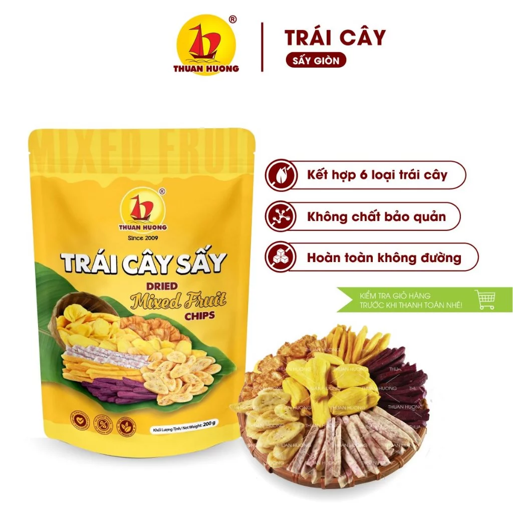 Trái cây sấy Thuận Hương 200gr_Túi zip mới tiện dụng - Hàng xuất khẩu loại 1 cao cấp