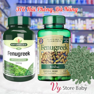 Viên uống lợi sữa Cỏ cà ri Natures Aid Fenugreek 500mg, Anh (90 viên) tăng cường dưỡng chất trong sữa cho mẹ sau sinh