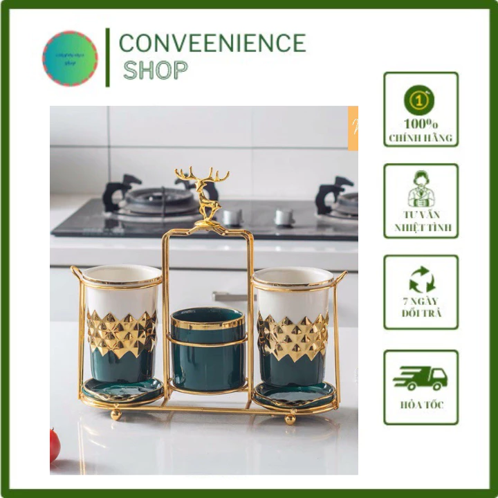 Bộ ống cắm đũa mạ vàng cao cấp