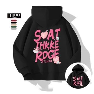 Áo Hoodie Soat Hồng Nam Nữ By JOLI Unisex Chất Nỉ Lót Bông Mũ 2 Lớp Form Rộng