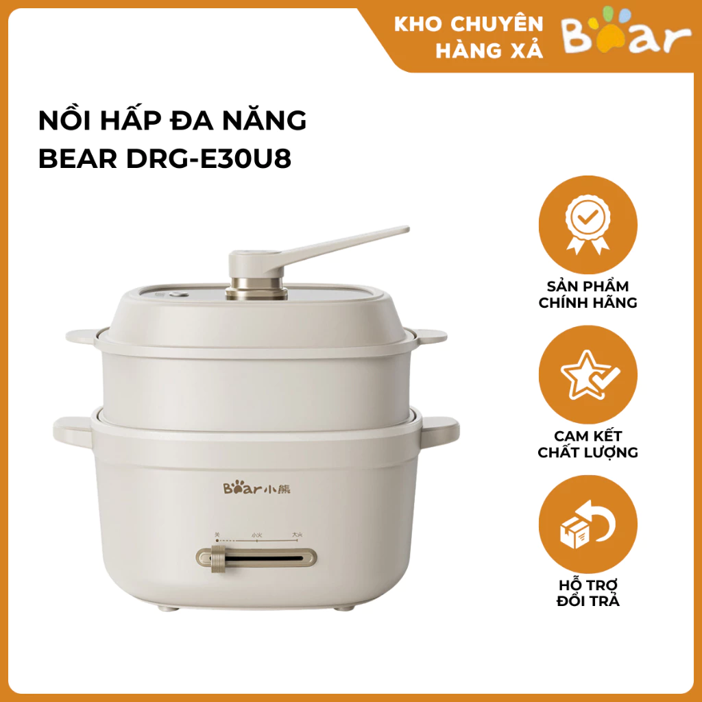 Nồi Hấp Nồi Lẩu Nấu Mì Đa Năng Mini Bear DRG-E30U8 2 Tầng Nhỏ Gọn Dễ Lau Chùi Phù Hợp Cho Sinh Viên