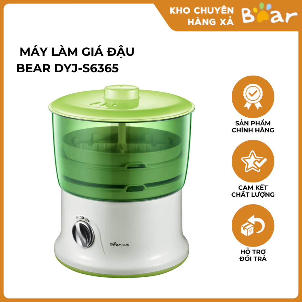 Máy Làm Giá Đỗ Tại Nhà Tự Động Bear DYJ-S6365 Công Suất Lớn 20W 2 Trong 1 Dễ Sử Dụng Thích Hợp Dùng Quanh Năm