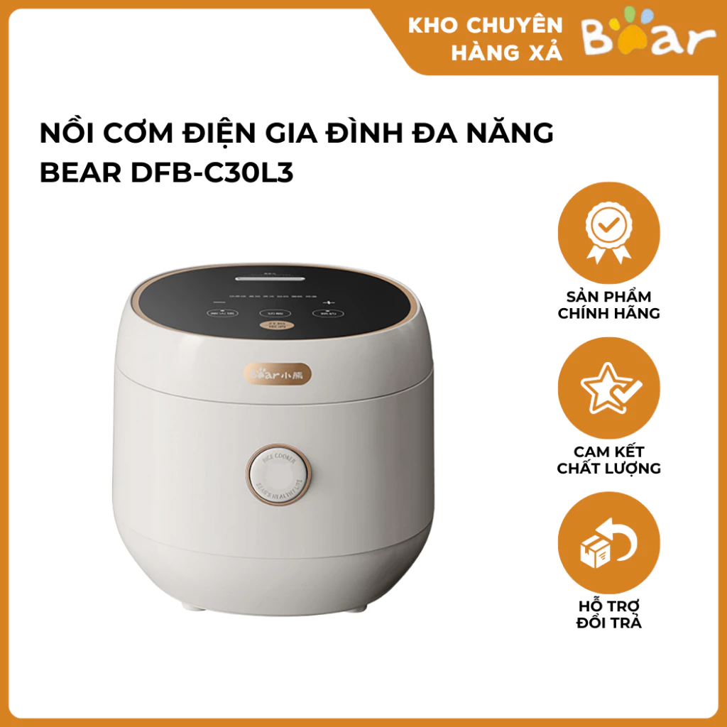 Nồi Cơm Điện Gia Đình Đa Năng Bear DFB-C30L3 Thông Minh Chống Dính 6 Chế Độ Tự Nấu Dung Tích 3L